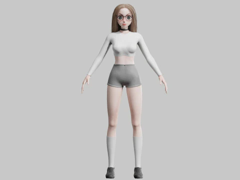 Cool Basic Girl V32204 3D Model