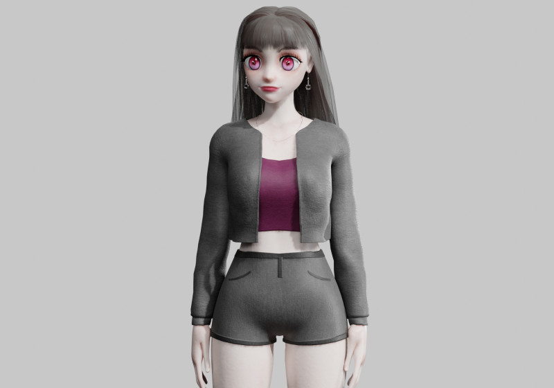 Cute anime Girl V32154 Modèle 3D .c4d .max .obj .3ds .fbx .stl .blend