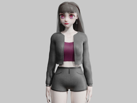 Cute anime Girl V32154 3D-Modell