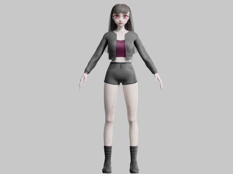 Cute anime Girl V32154 Modèle 3D
