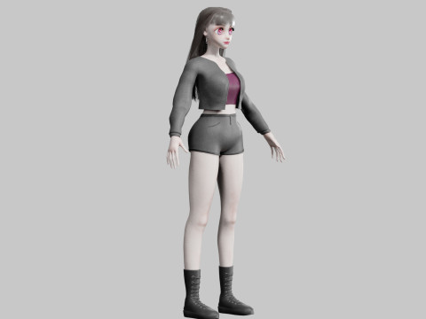 Cute anime Girl V32154 Modèle 3D