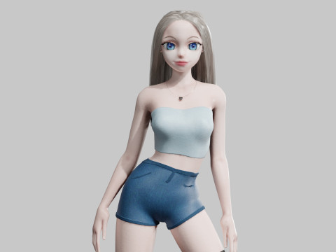 Cute Basic Girl V33454 3D Model