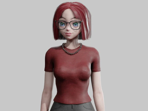 Ragazza anime standard V32967 Modello 3D