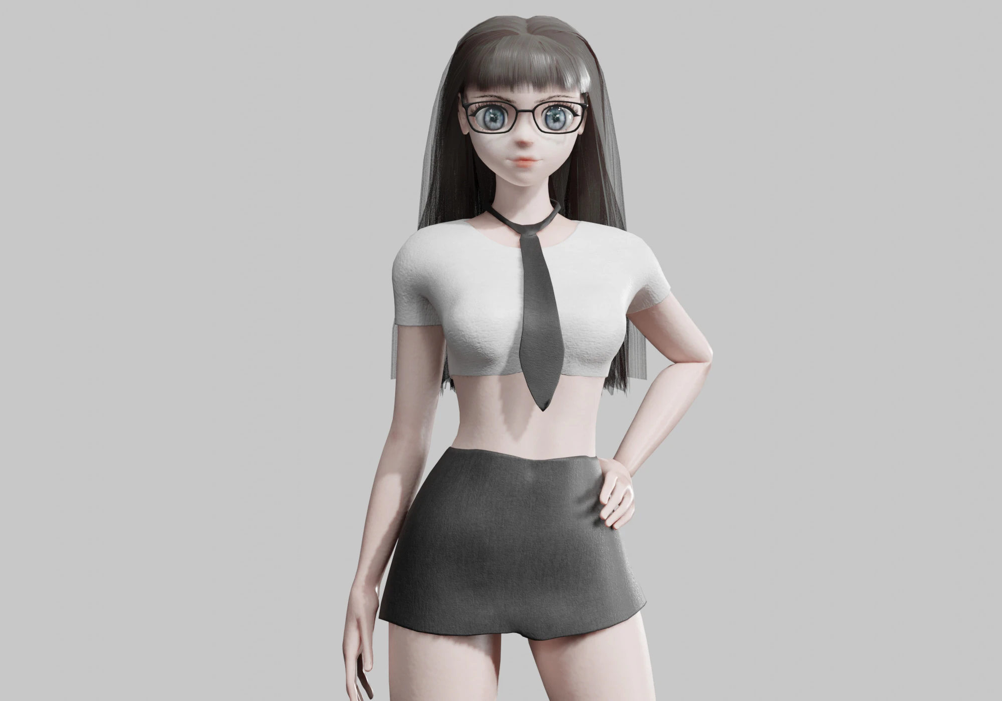 Student anime Girl V29306 3D Model .c4d .max .obj .3ds .fbx .stl .blend