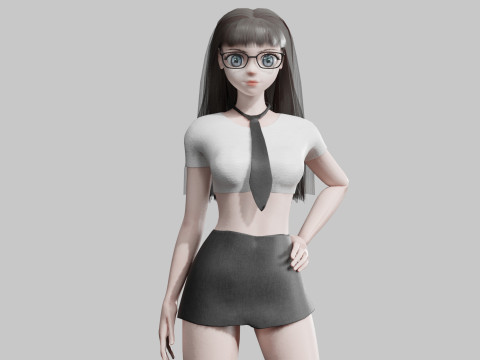 Student anime Girl V29306 3D Model