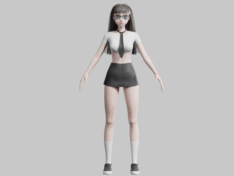 Student anime Girl V29306 3D Model