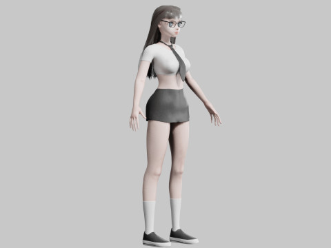 Student anime Girl V29306 3D Model