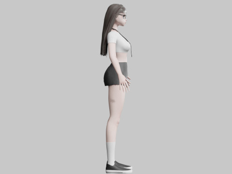 Student anime Girl V29306 3D Model