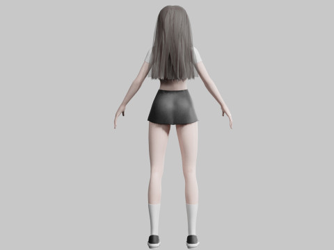 Student anime Girl V29306 3D Model