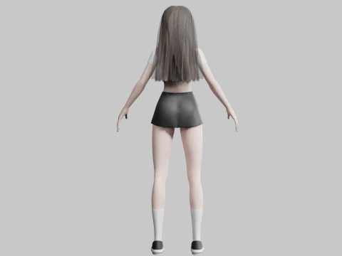 Student anime Girl V29306 3D Model