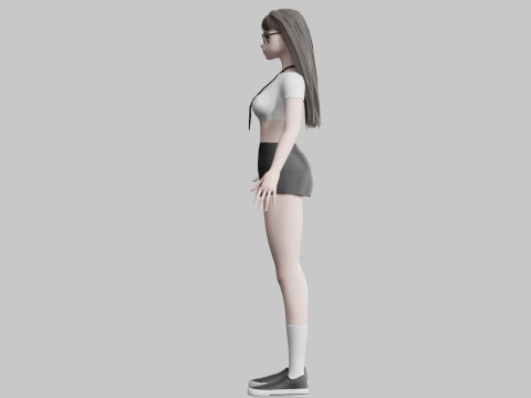 Student anime Girl V29306 3D Model