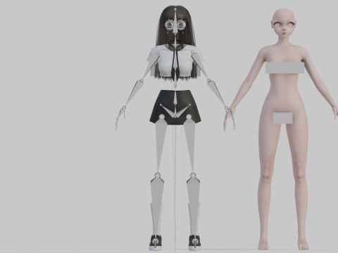 Student anime Girl V29306 3D Model