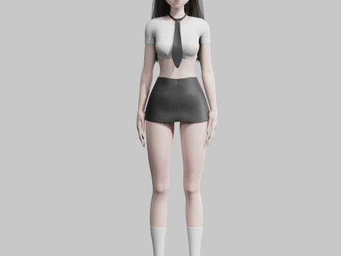 Student anime Girl V29306 3D Model