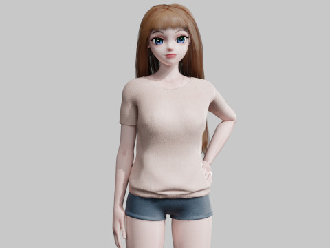 Stylized anime Girl V33149 3D Model