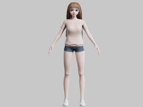 Stylized anime Girl V33149 3D-Modell