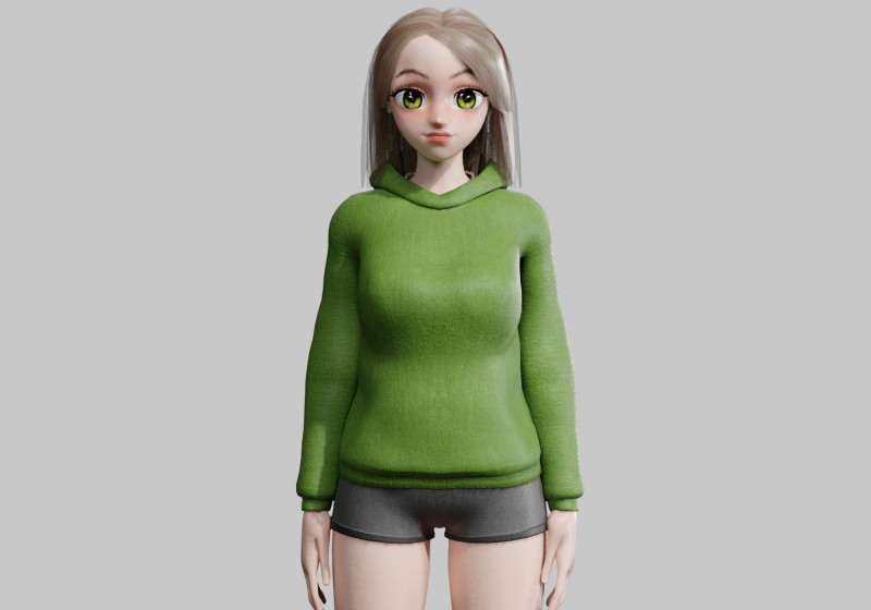 Sweet anime Girl V31063 3D Model .c4d .max .obj .3ds .fbx .stl .blend