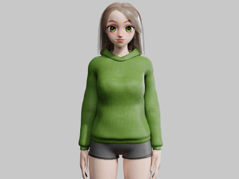 Sweet anime Girl V31063 Modèle 3D