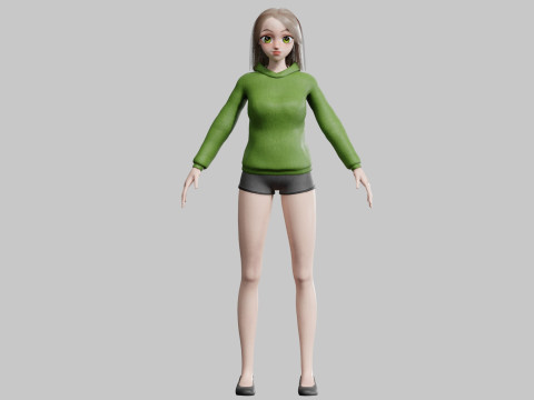 Sweet anime Girl V31063 3D Model