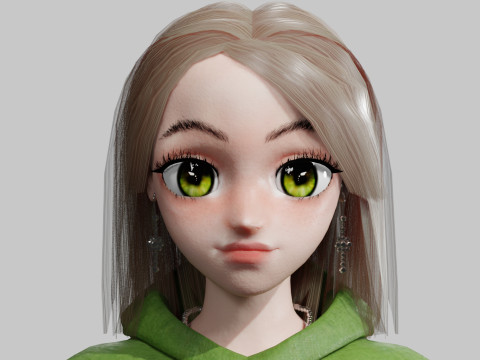 Sweet anime Girl V31063 3D Model