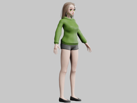 Sweet anime Girl V31063 3D Model