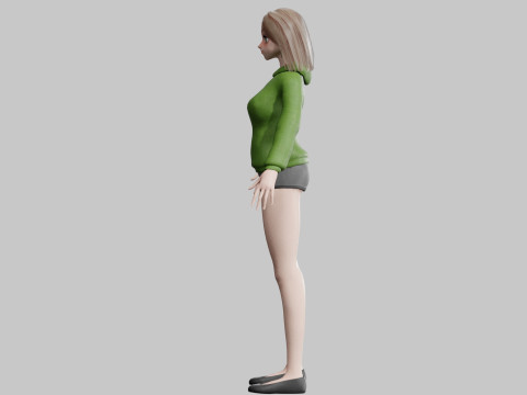 Sweet anime Girl V31063 3D Model