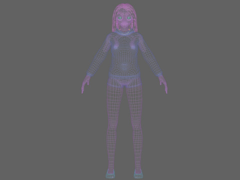 Sweet anime Girl V31063 3D Model
