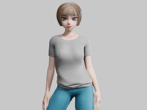 Young anime Girl V30296 3D Model