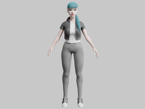 Cartoon Pretty Woman V27975 3D Model