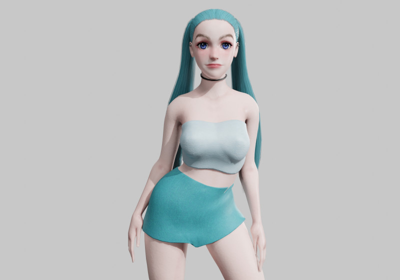 Cute Basic Woman V32686 3D 模型 .c4d .max .obj .3ds .fbx .stl .blend