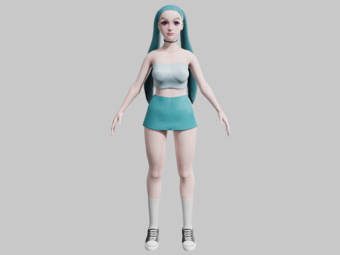 Cute Basic Woman V32686 3D 模型