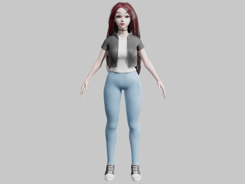 Cute Beautiful woman V22400 3D Model