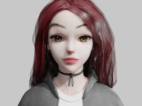 Cute Beautiful woman V22400 3D Model