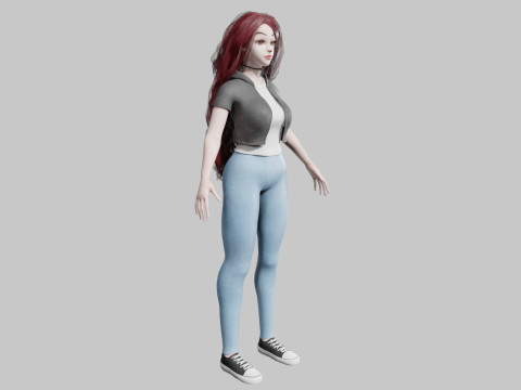 Cute Beautiful woman V22400 3D Model