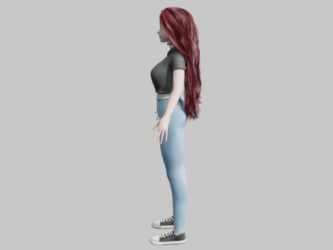 Cute Beautiful woman V22400 3D Model