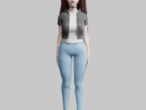 Cute Beautiful woman V22400 3D Model