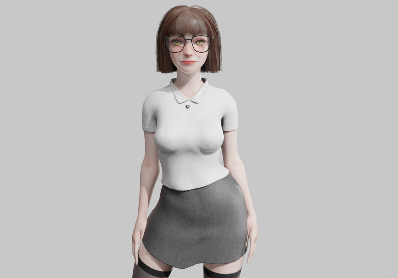 Cute Cartoon woman V41814 3D Model .c4d .max .obj .3ds .fbx .stl .blend