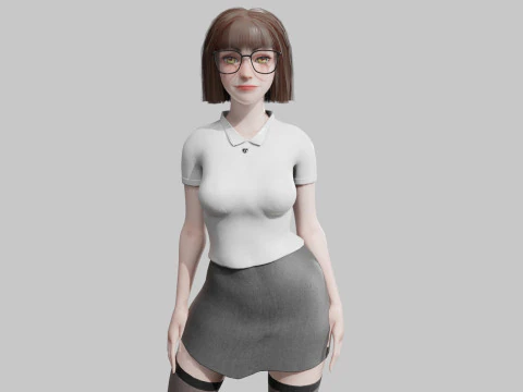 Słodka kobieta z kresk&oacute;wek V41814 Model 3D