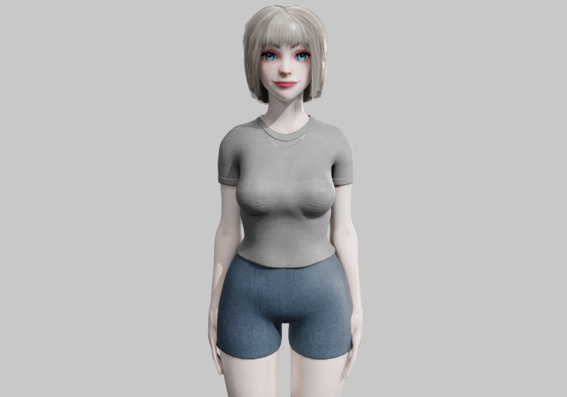 Cute cool woman V38449 Model 3D .c4d .max .obj .3ds .fbx .stl .blend