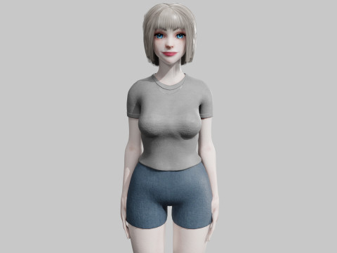 Cute cool woman V38449 3D Model