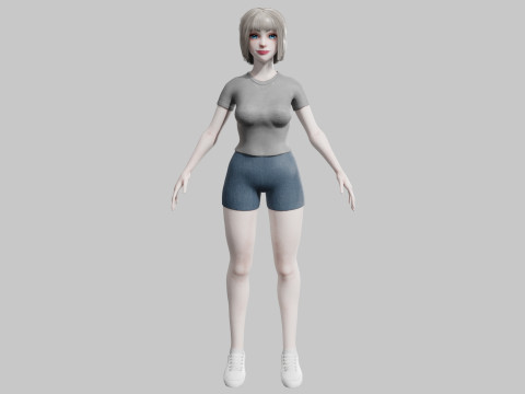Cute cool woman V38449 Model 3D