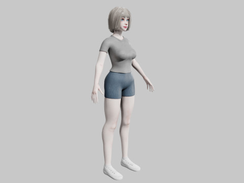 Cute cool woman V38449 Model 3D