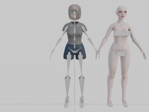 Cute cool woman V38449 Model 3D