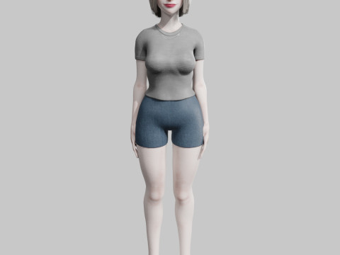 Cute cool woman V38449 Model 3D