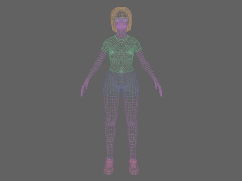 Cute cool woman V38449 Model 3D