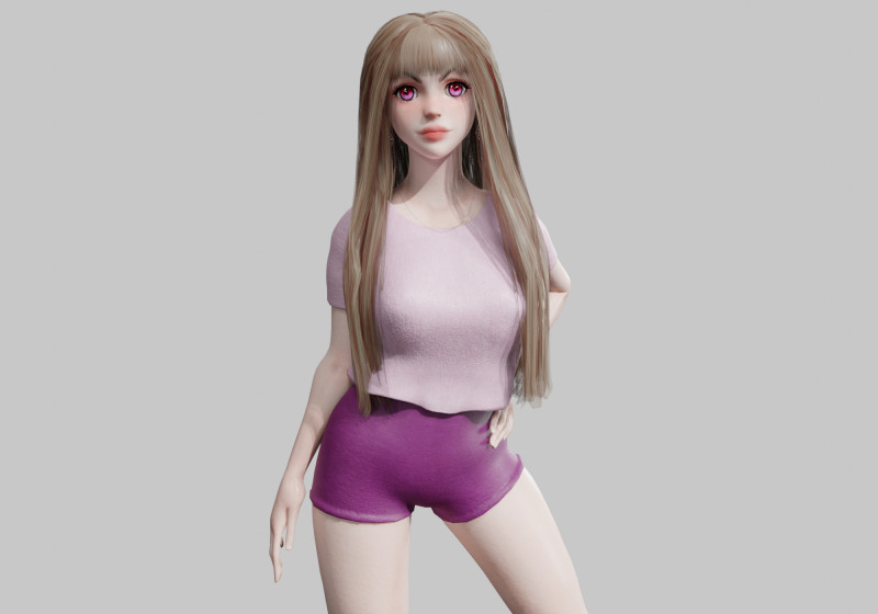 Cute stylized woman V25854 3D मॉडल .c4d .max .obj .3ds .fbx .stl .blend