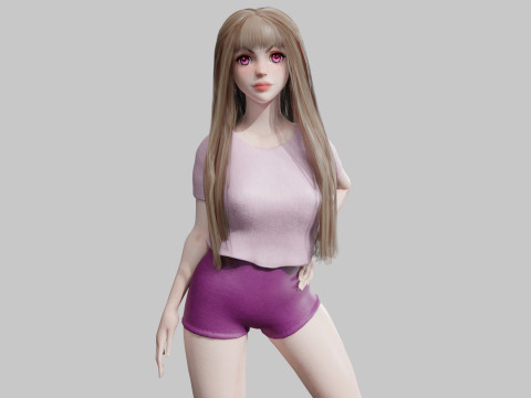 Cute stylized woman V25854 3D-Modell