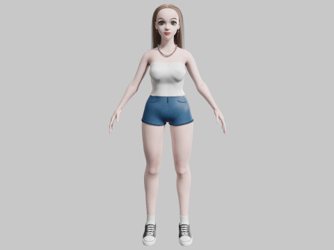 Cute Young Woman V26977 Modelo 3D