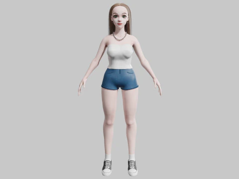 Cute Young Woman V26977 3D Model