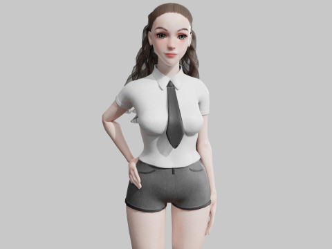 Pretty Cartoon woman V32132 3D Model