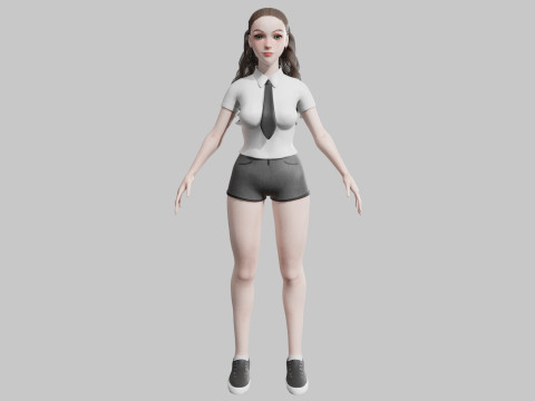Pretty Cartoon woman V32132 Modello 3D